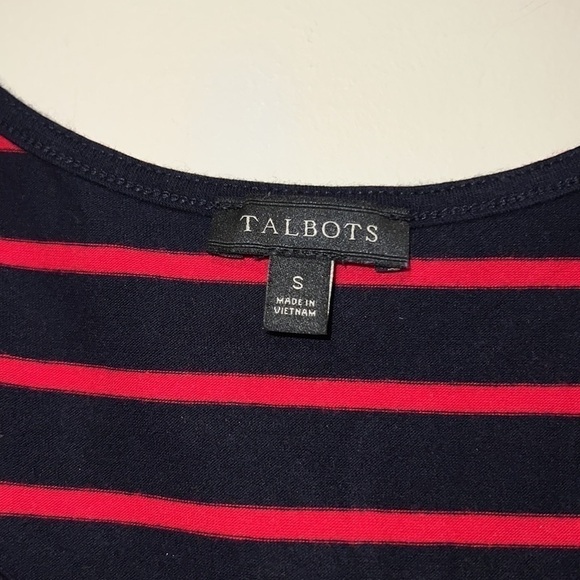 Women’s Talbots soft stretchy black red striped tank top shirt sz S - Picture 3 of 5